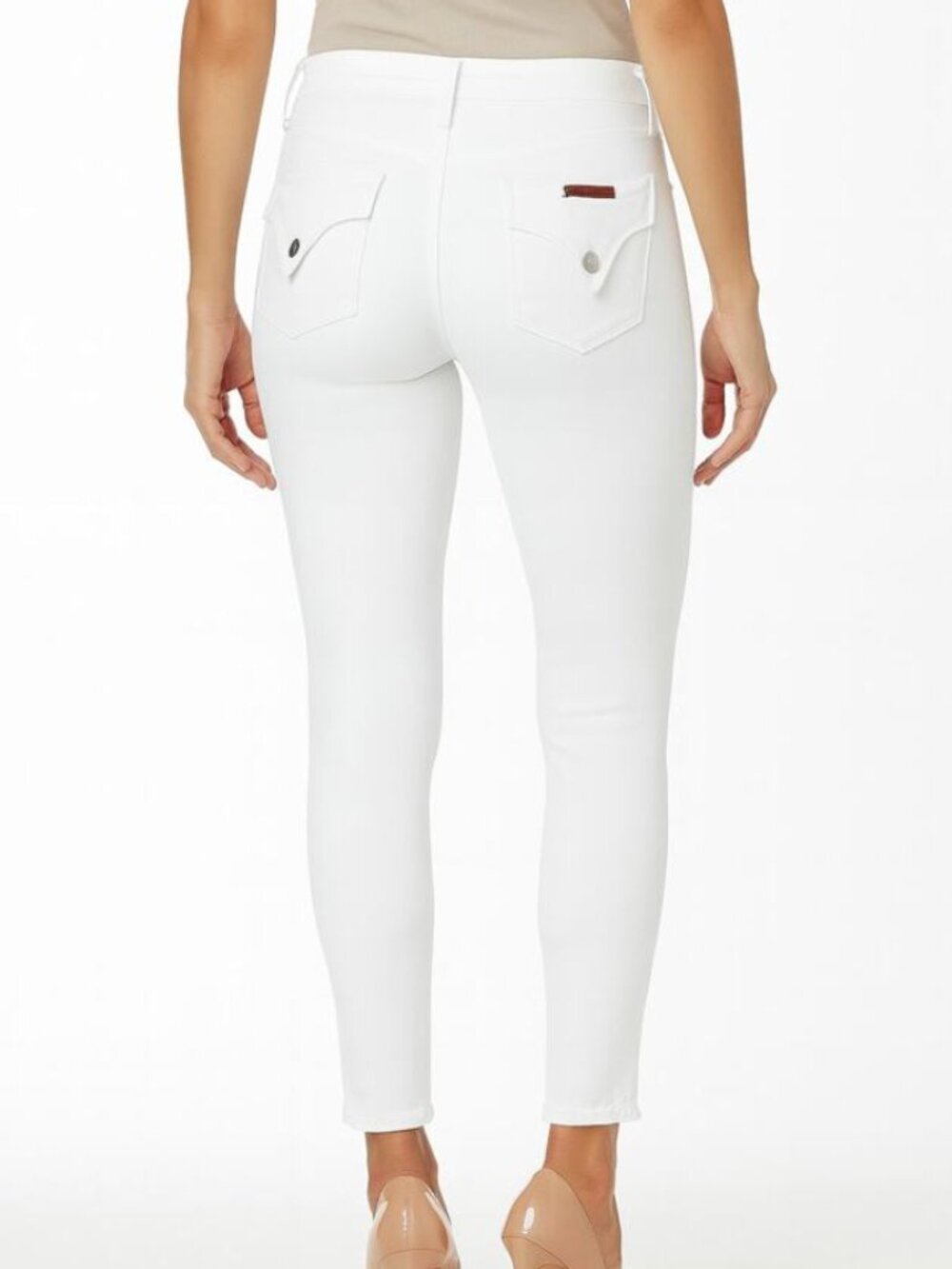 HUDSON Collin Mid Rise Flap-Pockets Straight Leg Jeans White Size 26